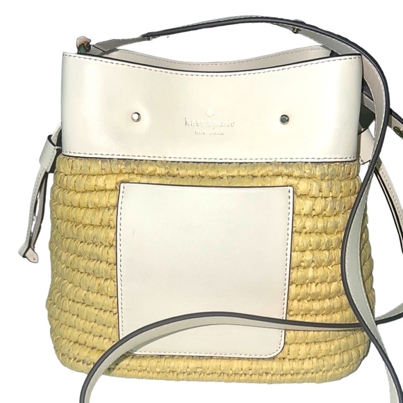 NWOT Kate Spade Straw White Leather Purse - Picture 6 of 15